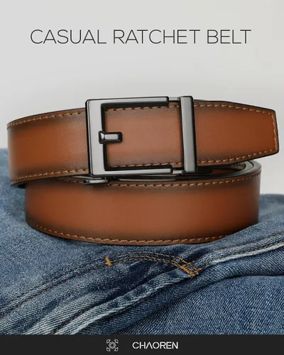 Vista 3 de CHAOREN Cinturón de trinquete de cuero para hombre - Accesorios de vestir para cada ocasión (1.378 in)