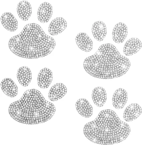 Vista 9 de 4 piezas de calcomanías decorativas de cristal para coches, adhesivos de brillo con cristal de fantasía en forma de pata de perro, calcomanía
