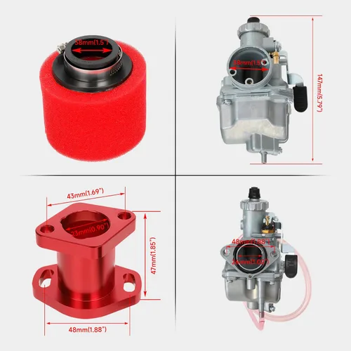 Vista 4 de FVRITO VM22 Carburador de Carrera de Rendimiento para Predator 212cc 196cc Coleman CT200U BT200X KT196 Mini Bike Go Kart GX160 GX200 6.5HP OHV Motor