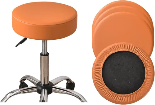 Vista 30 de HAOYONG Juego de 2 fundas redondas para taburetes de bar, impermeables, de poliuretano, fundas elásticas para taburetes de bar, fundas para sillas