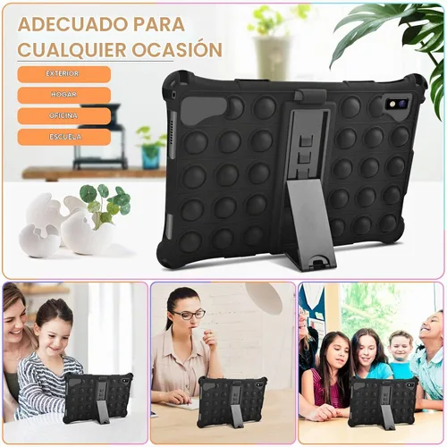 Vista 8 de DETUOSI Funda de silicona para tablet VASTKING KingPad K10 Pro, con lápiz stylus y correa para el hombro, funda protectora suave multiángulo