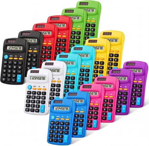 Vista 7 de Calculadoras solares a granel de 9 piezas - Mini calculadora de bolsillo
