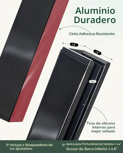Vista 7 de Yoolax Bloqueadores de luz de aluminio ajustables para persianas de ventana, rieles laterales retráctiles, fácil de instalar, bloqueadores de luz
