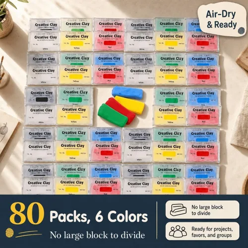 Vista 4 de Color Swell Creative Clay Paquete a granel, 80 paquetes de 1 oz