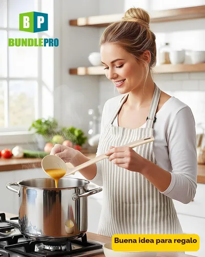 Vista 7 de BUNDLEPRO Juego de cucharón de sopa de silicona y cuchara para pasta, una Caqui