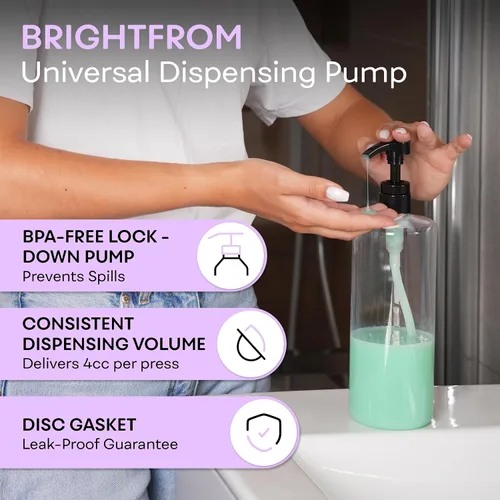 Vista 6 de Bomba dispensadora universal, perfecta para champú y acondicionador de 1 litro (33.8 onzas), se adapta a la mayoría de botellas o cualquier botella