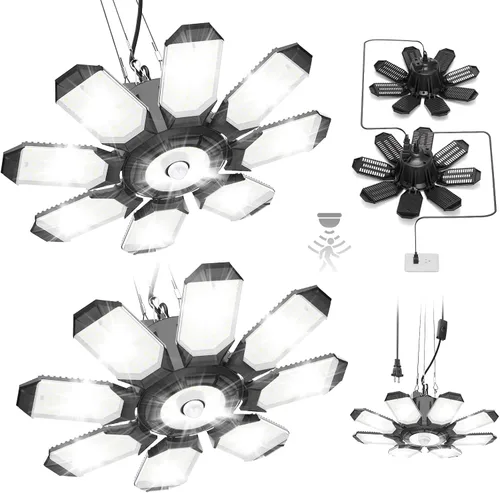 Vista 12 de TANBABY Luces de garaje con sensor de movimiento de 260 W, 30000 lm luces de tienda con control remoto 3 modos (encendido/apagado/automático)