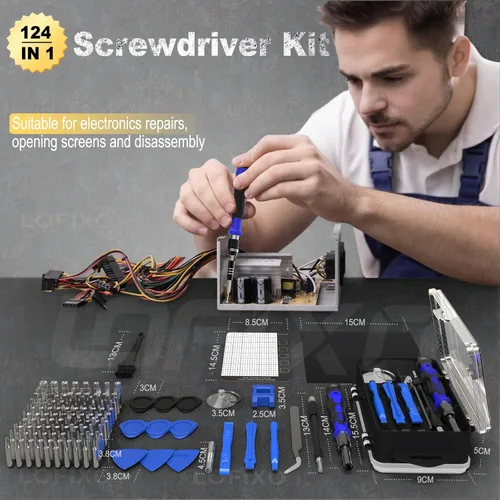 Vista 7 de Juego de destornilladores de precisión, kit de reparación de gafas, destornillador magnético Torx T6 T8 T9 T10, Pentalobe P5, Triwing, cabeza plana