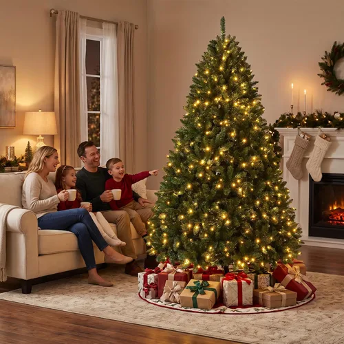 Vista 9 de Árbol de Navidad artificial de abeto preiluminado de 6.5 pies