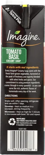 Vista 5 de Imagine Sopa cremosa de tomate y albahaca, orgánica, 32 oz