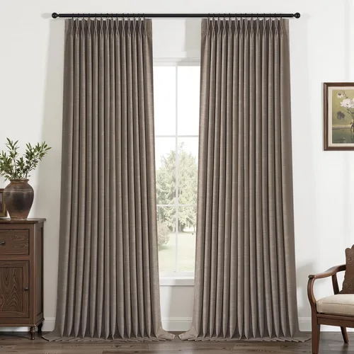 Vista 57 de Topfinel - Cortinas opacas plisadas de 96 pulgadas para dormitorio, 2 paneles Natural