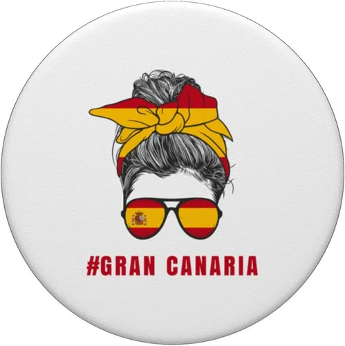 Vista 3 de Gran Canaria Spanish Lady Spain Flag PopSockets Adhesive PopGrip