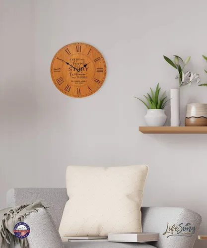 Vista 2 de LifeSong Milestones Reloj de pared personalizado de cereza para aniversario, boda, moderno, decorativo, inauguración de la casa, para parejas, cada