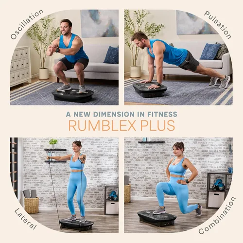 Vista 4 de Lifepro 4D Vibration Plate Exercise Machine — Triple Motor, 7 Presets, 60 Speeds Rumblex Plus/Pro Vibrating Platform with Wrist Remote — Whole Body