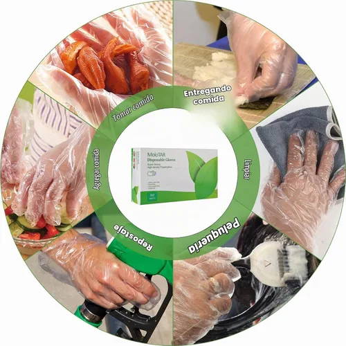 Vista 4 de MoloTAR 500 guantes desechables de plástico, guantes desechables para limpieza, [Talla única]