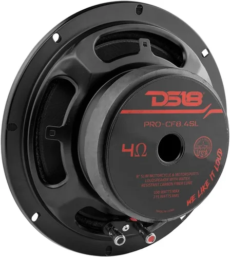 Vista 9 de DS18 PRO-CF8.4SL Altavoz de Graves-Medios de Cono de Fibra de Carbono Poco Profundo de 8" Resistente al Agua 275 Vatios Rms 4-Ohm - Excelente