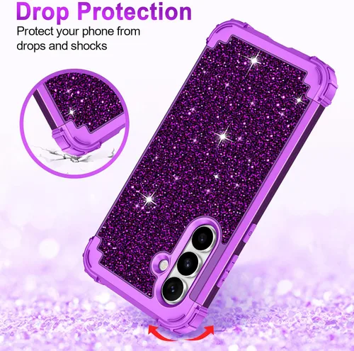 Vista 4 de LONTECT Funda para Galaxy S25 FE 5G a prueba de golpes, tres capas, resistente, híbrida, resistente, funda protectora de alto impacto, para niñas
