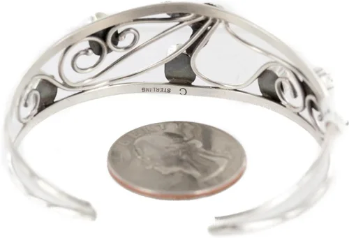 Vista 5 de $250Tag Certificado Navajo Natural Lapislázuli Pulsera Nativa Americana 12946-1 Hecho por Loma Siiva, Metal Piedra, Lapislázuli