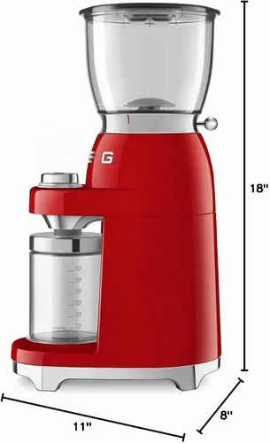 Vista 3 de Smeg Molinillo de café estético estilo retro de los años 50, CGF01 (rojo)