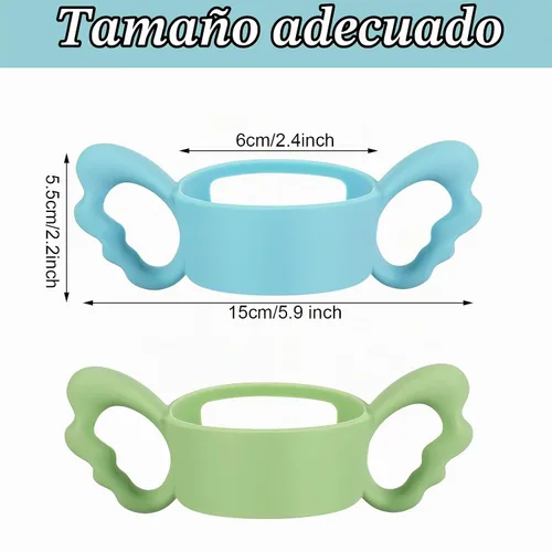 Vista 2 de Paquete de 3 asas de silicona para biberones, mango de alimentación de cuello ancho, fácil agarre, mango ligero para botella, agarre pequeño