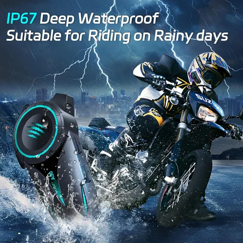 Vista 4 de Casco de motocicleta Bluetooth con altavoz para casco de exterior, con cancelación de ruido, auriculares inalámbricos Bluetooth ultrafinos