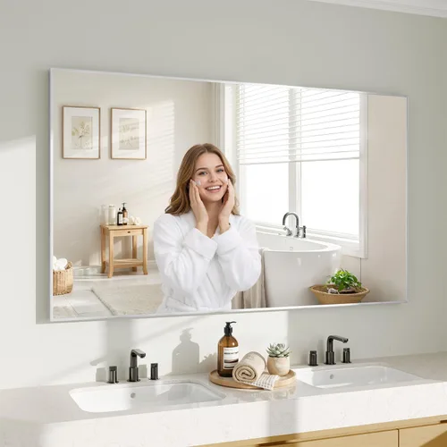 Vista 41 de Koonmi Espejo de pared rectangular negro, espejo de baño de 20 x 30 pulgadas, espejo de tocador con marco de aluminio para entrada, sala de estar