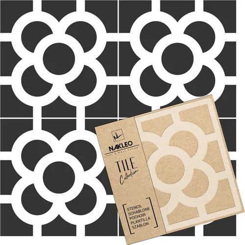 Vista 13 de NAKLEO Plantilla de plástico reutilizable para azulejos, flor de diente de león de Alicante, geométrica marroquí, bloque de pavimento, piso