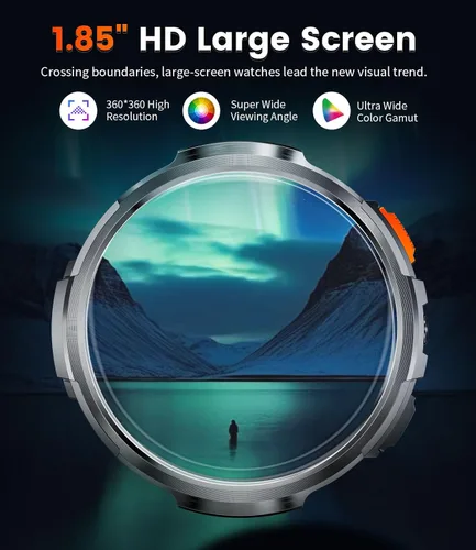 Vista 2 de LIGE Reloj inteligente con marca/respuesta de llamada, pantalla HD de 1.85 pulgadas, relojes inteligentes con batería de 730 mAh, linterna, 120