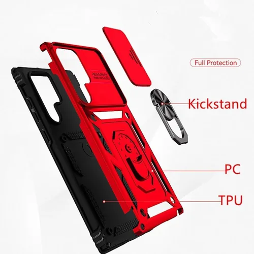Vista 9 de Funda para Galaxy A32 5G, protección de grado militar para automóvil [soporte integrado] Soporte de anillo de metal de doble capa TPU resistente +