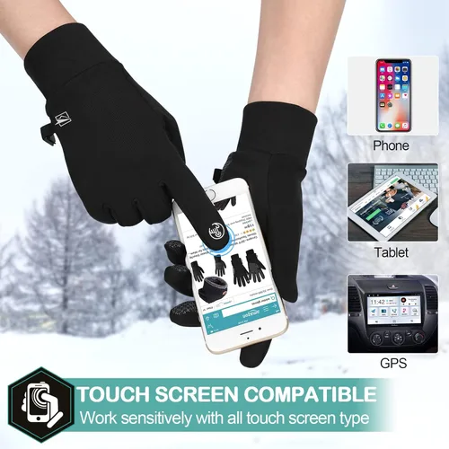 Vista 3 de Cevapro Guantes de invierno ligeros para mujeres y hombres con forro para pantalla táctil abrigados para correr hacer senderismo y ciclismo