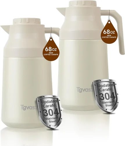 Vista 10 de 2 jarras térmicas de café de acero inoxidable aisladas para líquidos calientes, al vacío, jarra térmica, dispensador de jarra para mantener la leche