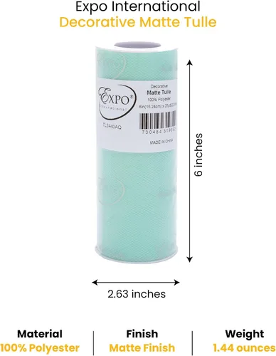 Vista 3 de Expo International Tul mate decorativo, tela de tul de poliéster ligero para tutús, disfraces y decoraciones de fiestas, lavable, fácil de usar, 6