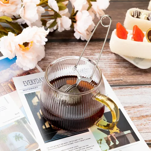 Vista 3 de Yinder 36 unidades de infusor de té a presión coladores más empinados para soporte de filtro de té suelto, pinzas y pinzas de metal más empinado