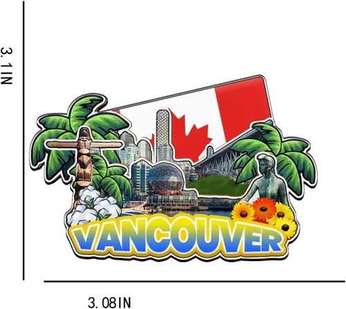 Vista 3 de Vancouver Canadá imán de nevera de madera 3D monumentos de viaje coleccionables recuerdos decoración hecha a mano -2160