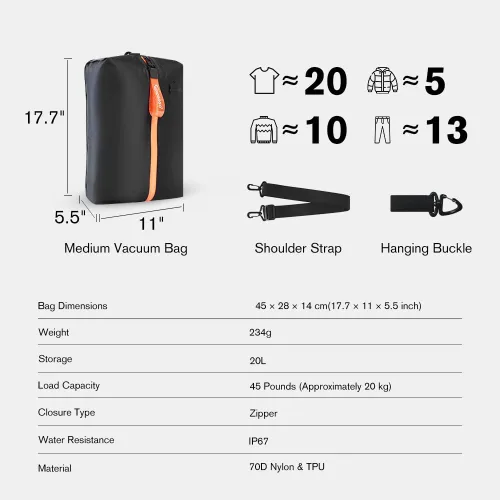 Vista 8 de Aerogogo ReZip - Bolsas de vacío para equipaje de viaje, bolsas de compresión reutilizables, cubo de embalaje con sellado al vacío para embalaje