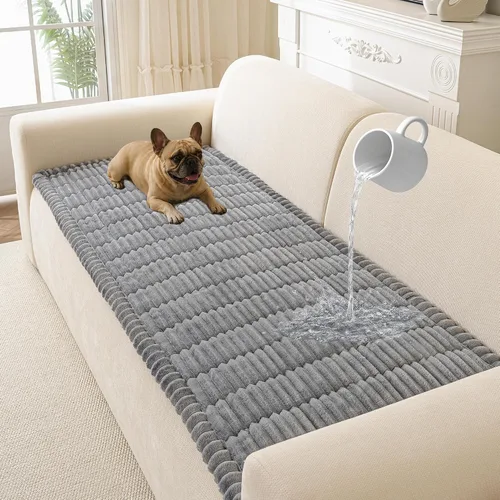 Vista 16 de Funda para sofá para perros lavable, fundas para sofá de 3 cojines no deslizantes, duraderas y peludas, funda para sofá apta para mascotas
