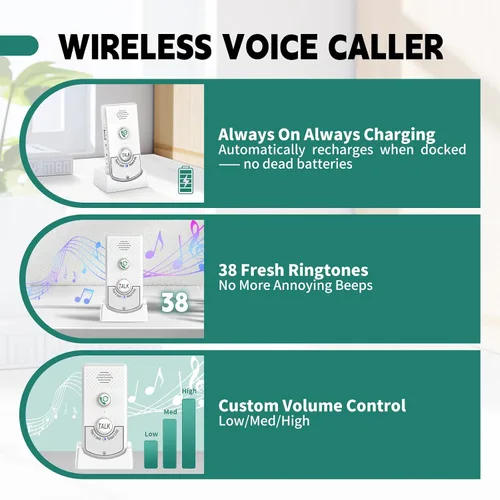 Vista 3 de Intercomunicador de voz bidireccional, sistema de comunicación inalámbrica de largo alcance para el hogar, unidad de timbre, sistema de llamada
