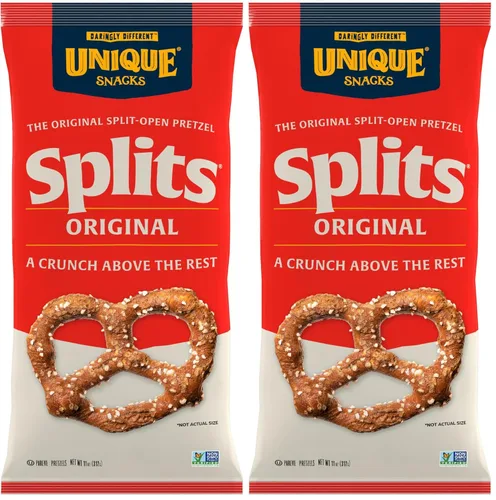 Vista 6 de Unique Snacks Original Splits Pretzels, deliciosa bolsa de aperitivos horneados estilo casero, OU Kosher, y alimentos sin OGM, sin sabor artificial