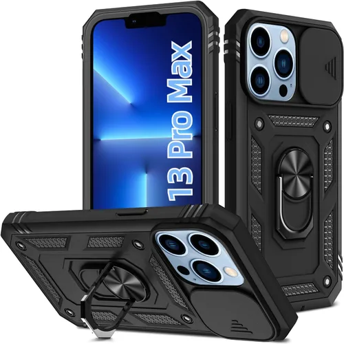 Vista 19 de Korecase Diseño para iPhone 12 Pro Max Kickstand Funda con cubierta de cámara de grado militar Caída de doble capa de cuerpo completo Protección a