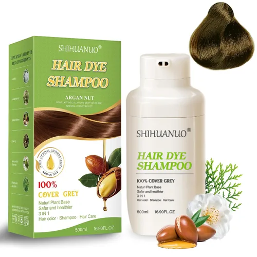 Vista 9 de SHIHUANUO Champú de tinte negro para cabello gris, champú de color 3 en 1 con 6 extractos de hierbas, cobertura 100% de canas, fácil de teñir
