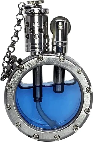 Vista 8 de Encendedor de queroseno antiguo vintage con diseño creativo de botella transparente, estilo steampunk fresco, rueda de encendido, regalos
