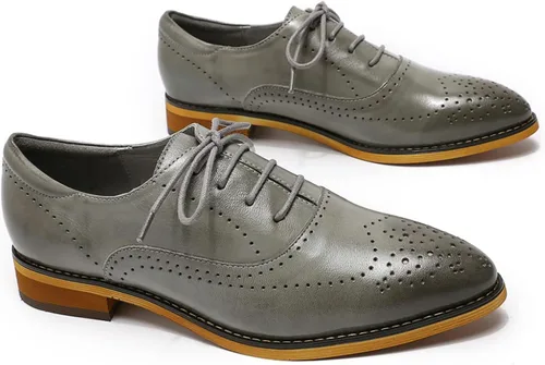 Vista 4 de Mona flying Zapatos de cuero perforados con cordones Oxfords Brogue Derby para mujer