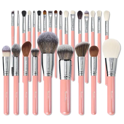 Vista 10 de BUEART DESIGN - Juego de 42 brochas de maquillaje con pelo de cabra natural real (42 piezas, negro perla mate)