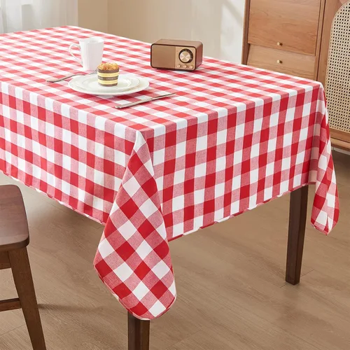 Vista 33 de Mantel rectangular de 55 x 71 pulgadas, lino sintético, sin arrugas e impermeable, mantel rectangular verde aguacate para cocina, comedor, fiesta