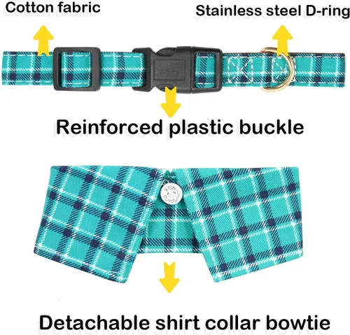Vista 2 de Collar de algodón para perro con corbatín, cómodo y ajustable con bonito diseño de solapa, para mascotas pequeñas, medianas y grandes