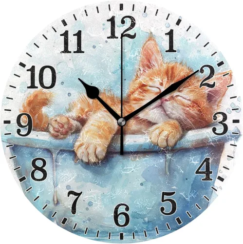 Vista 75 de JUNZAN Reloj de bañera con vino romántico espumoso y velas, reloj de pared silencioso de 10 pulgadas, pequeño reloj redondo, decoración de cocina