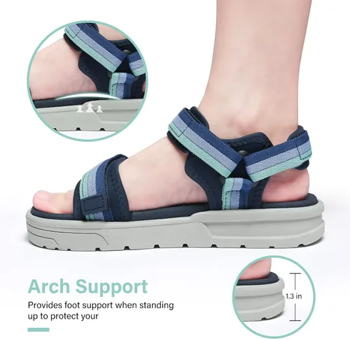 Vista 3 de THSOGO Sandalias deportivas para niños, sandalias de agua con soporte de arco ajustable para caminar (niños pequeños - niños grandes)