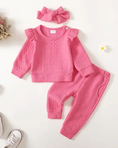 Vista 2 de Mioglrie Conjunto de ropa de bebé para niña, tops y pantalones, ropa para niñas pequeñas, sudaderas para bebés