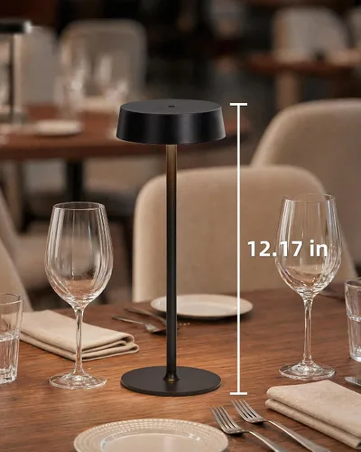 Vista 9 de EZVALO Lámpara inalámbrica, lámpara de mesa recargable, funciona con pilas Negro