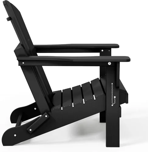 Vista 6 de HDPE Laguna Silla Adirondack plegable de polietileno para exteriores, color negro